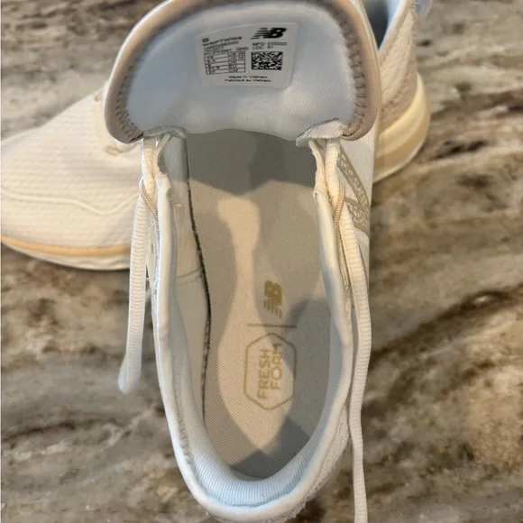 New Balance White and Beige Athletic Shoes - Picture 6 of 7